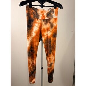 Sweet P Tie Dye Leggings Orange Brown Black High Waisted Cotton Stretch Large